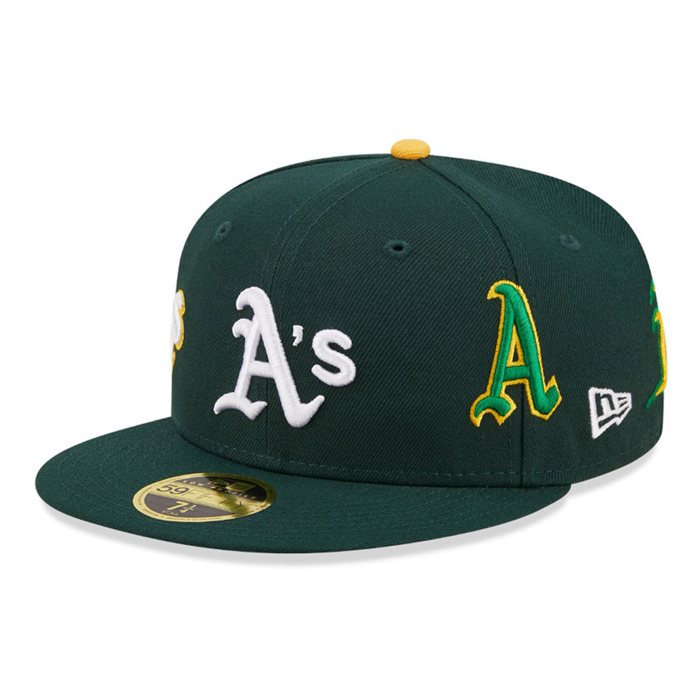 Oakland Athletics All Over Logo Low Profile Dark Green Cap