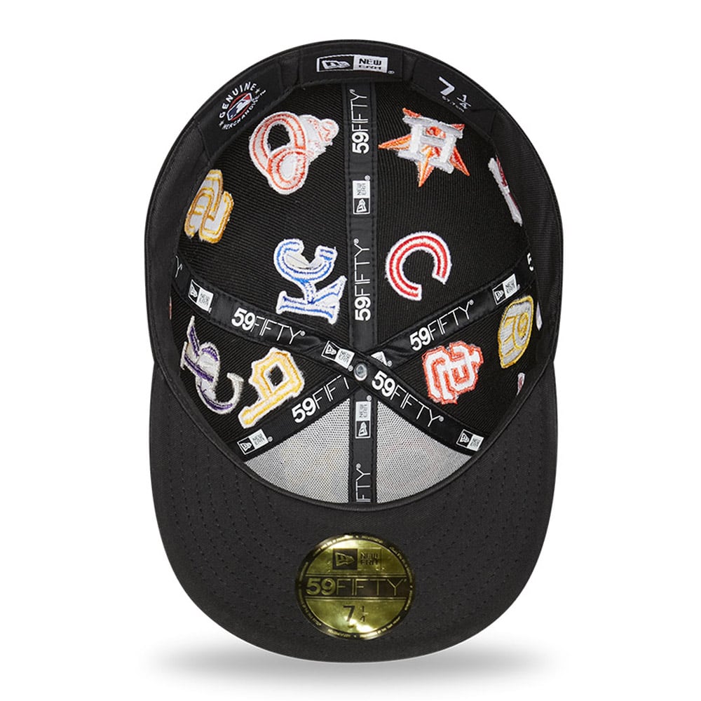 MLB All Over Team Logos Black Cap