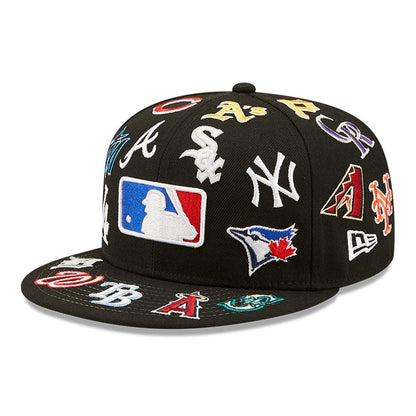 MLB All Over Team Logos Black Cap