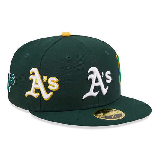 Oakland Athletics All Over Logo Low Profile Dark Green Cap